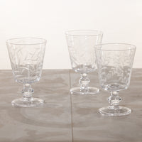 Zodax Etched All-Purpose Goblet Glasses – Set of 3 (Assorted)