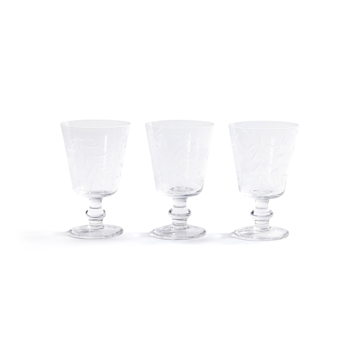 Zodax Etched All-Purpose Goblet Glasses – Set of 3 (Assorted)