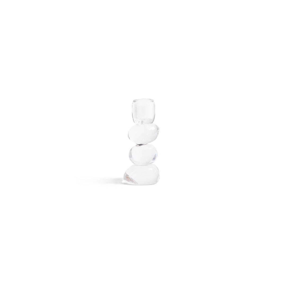 Zodax Ice Stone Glass Taper Candle Holder, 6"