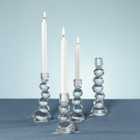Zodax Ice Stone Glass Taper Candle Holder, 7.5"