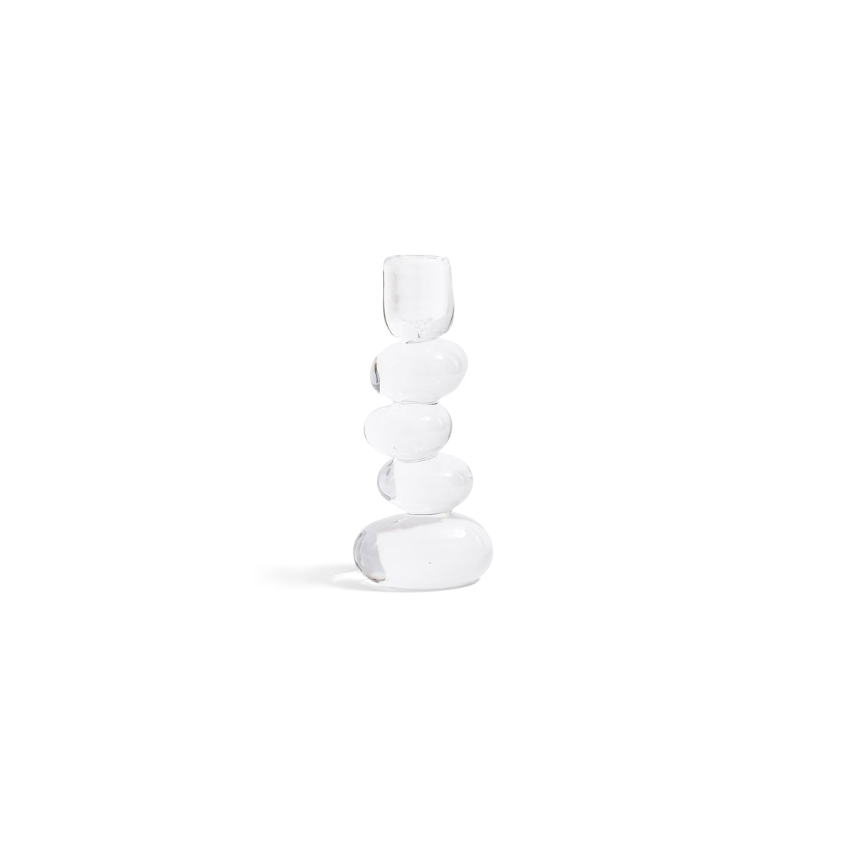 Zodax Ice Stone Glass Taper Candle Holder, 7.5"