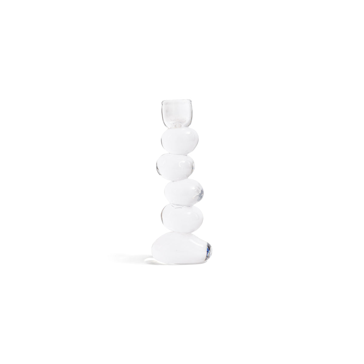 Zodax Ice Stone Glass Taper Candle Holder, 9"