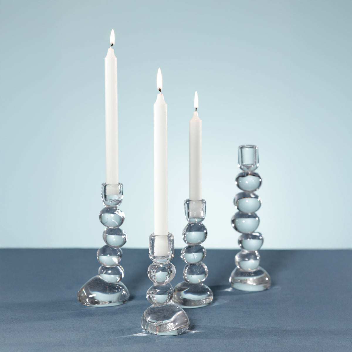 Zodax Ice Stone Glass Taper Candle Holder, 11"
