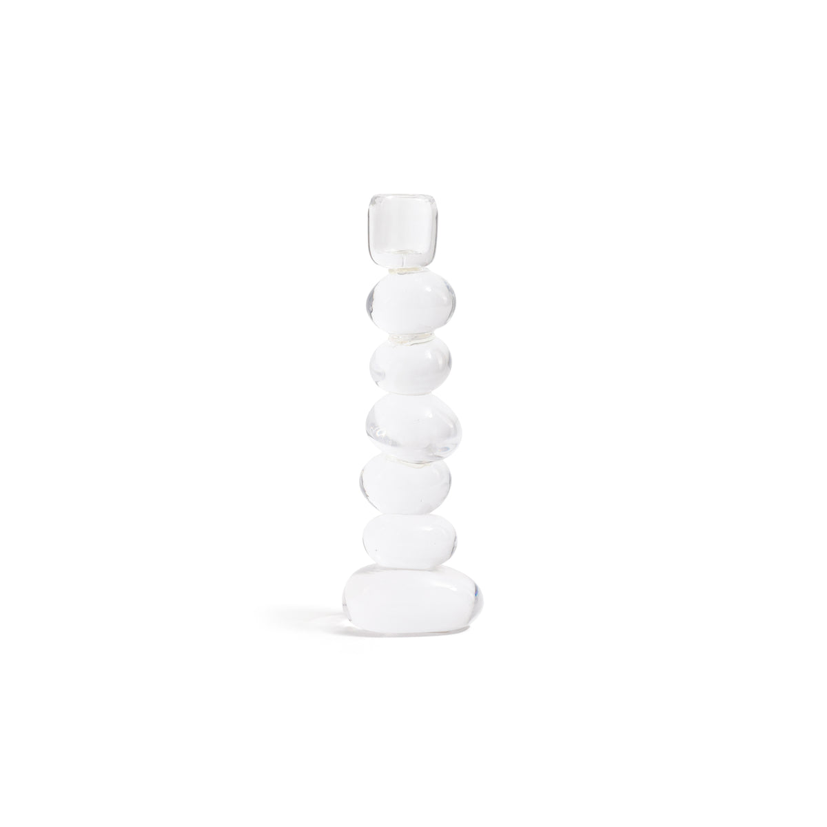 Zodax Ice Stone Glass Taper Candle Holder, 11"