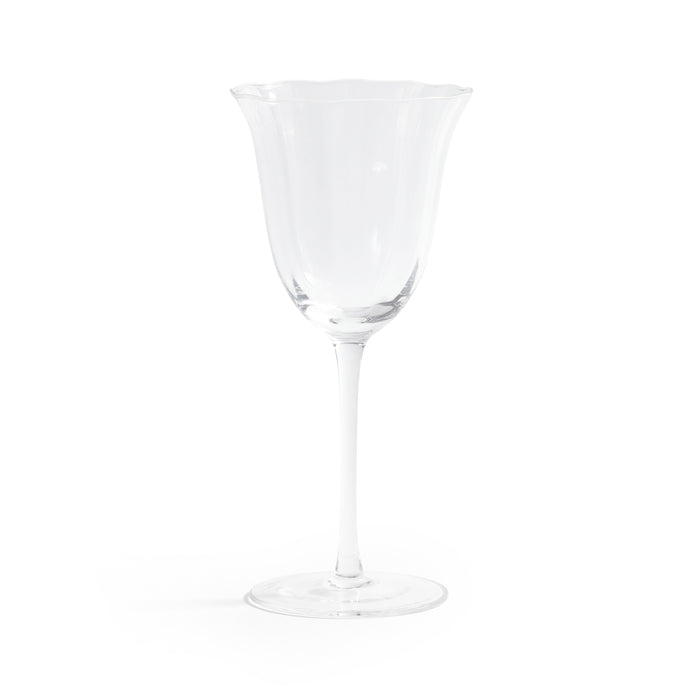 Clear wine glass on a white background