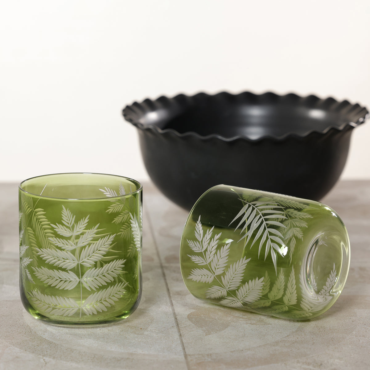 Zodax Fern Leaf Rock Glasses, Set of 6