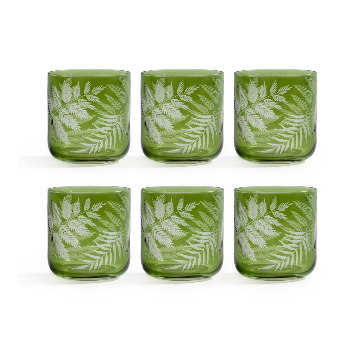 Zodax Fern Leaf Rock Glasses, Set of 6