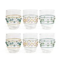 Zodax Festa Vetro Glass Tumblers, Set of 6 - Green, Amber, and Pink Tones