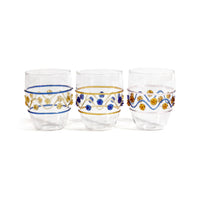 Zodax Festa Vetro Glass Tumblers, Set of 6 - Green, Amber, and Blue Tones