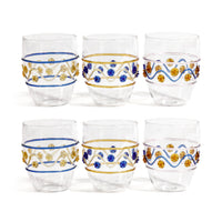 Zodax Festa Vetro Glass Tumblers, Set of 6 - Green, Amber, and Blue Tones
