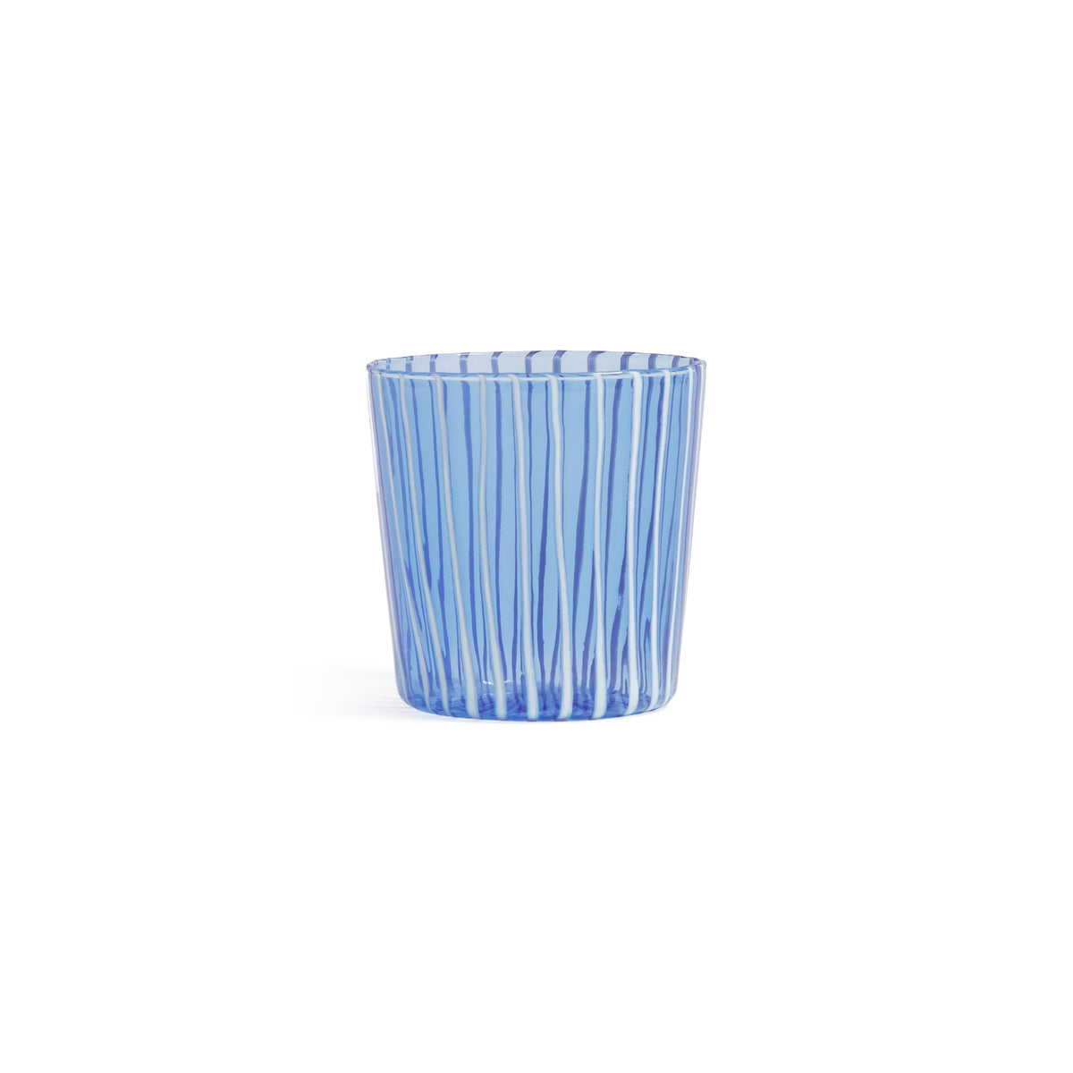 Zodax Marina White Stripe Glass Tumblers, Set of 6 - Blue