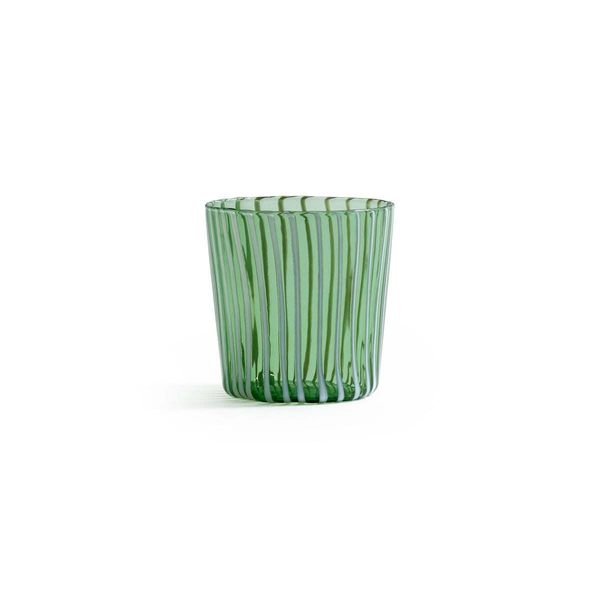 Zodax Marina White Stripe Glass Tumblers, Set of 6 - Green