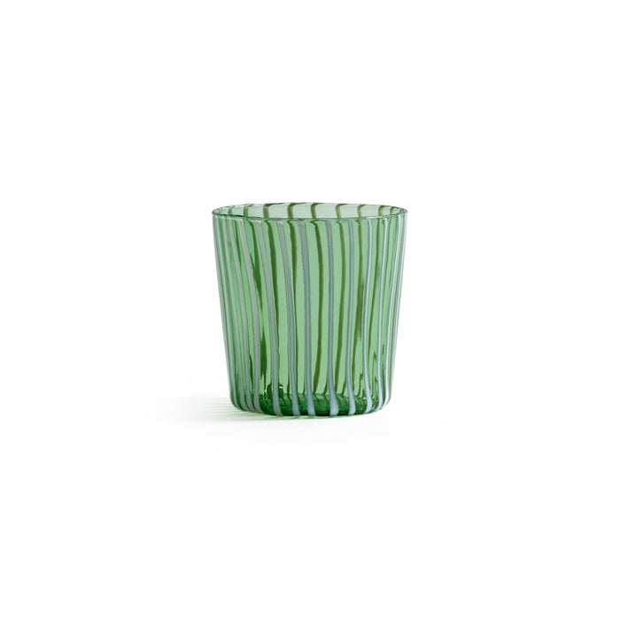 Zodax Marina White Stripe Glass Tumblers, Set of 6 - Green