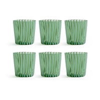 Zodax Marina White Stripe Glass Tumblers, Set of 6 - Green