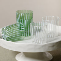 Zodax Marina White Stripe Glass Tumblers, Set of 6 - White