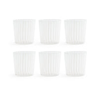 Zodax Marina White Stripe Glass Tumblers, Set of 6 - White