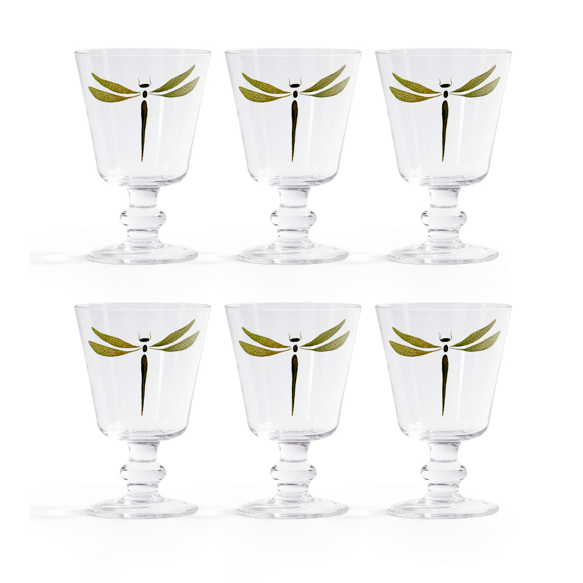Zodax Whispering Water / Wine Stemware, Set of 6 - Dragonfly