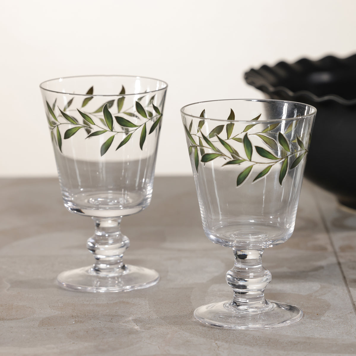 Zodax Whispering Water / Wine Stemware, Set of 6 - Leaves