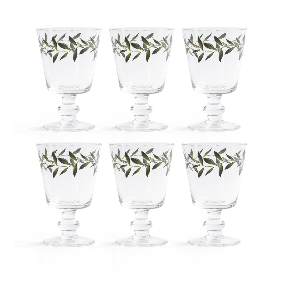 Zodax Whispering Water / Wine Stemware, Set of 6 - Leaves