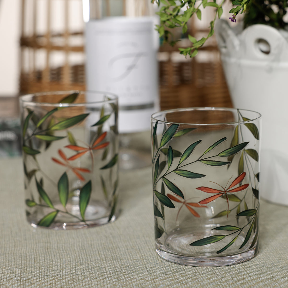 Zodax Whispering Leaves & Dragonfly Tumblers, Set of 6