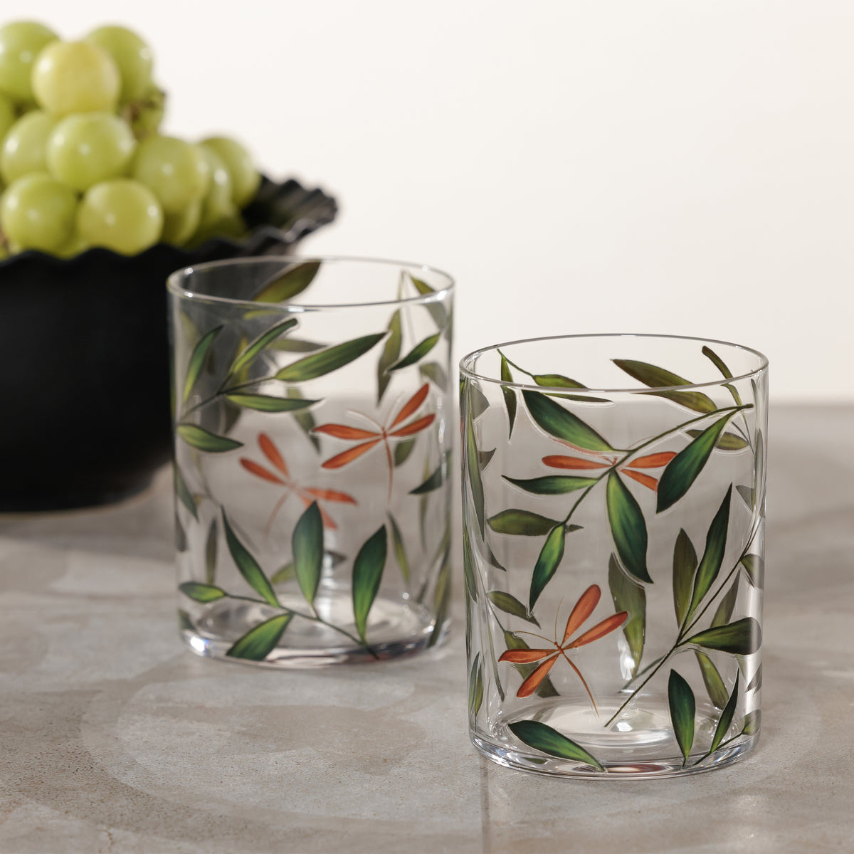 Zodax Whispering Leaves & Dragonfly Tumblers, Set of 6