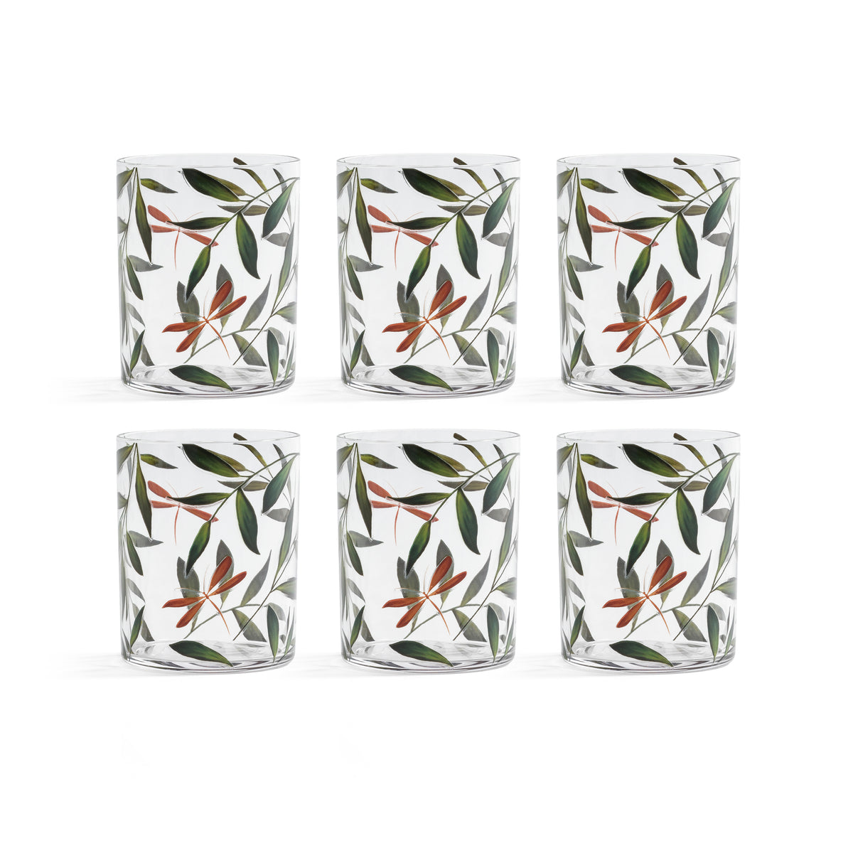Zodax Whispering Leaves & Dragonfly Tumblers, Set of 6
