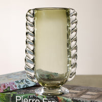 Zodax Vintage Braided Green Glass Vase