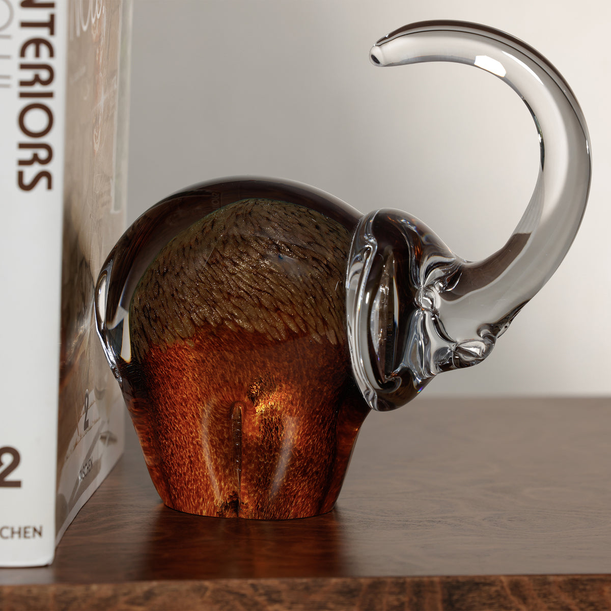 Zodax Great Elephant Golden Amber Glass Sculpture