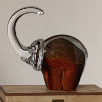Zodax Great Elephant Golden Amber Glass Sculpture