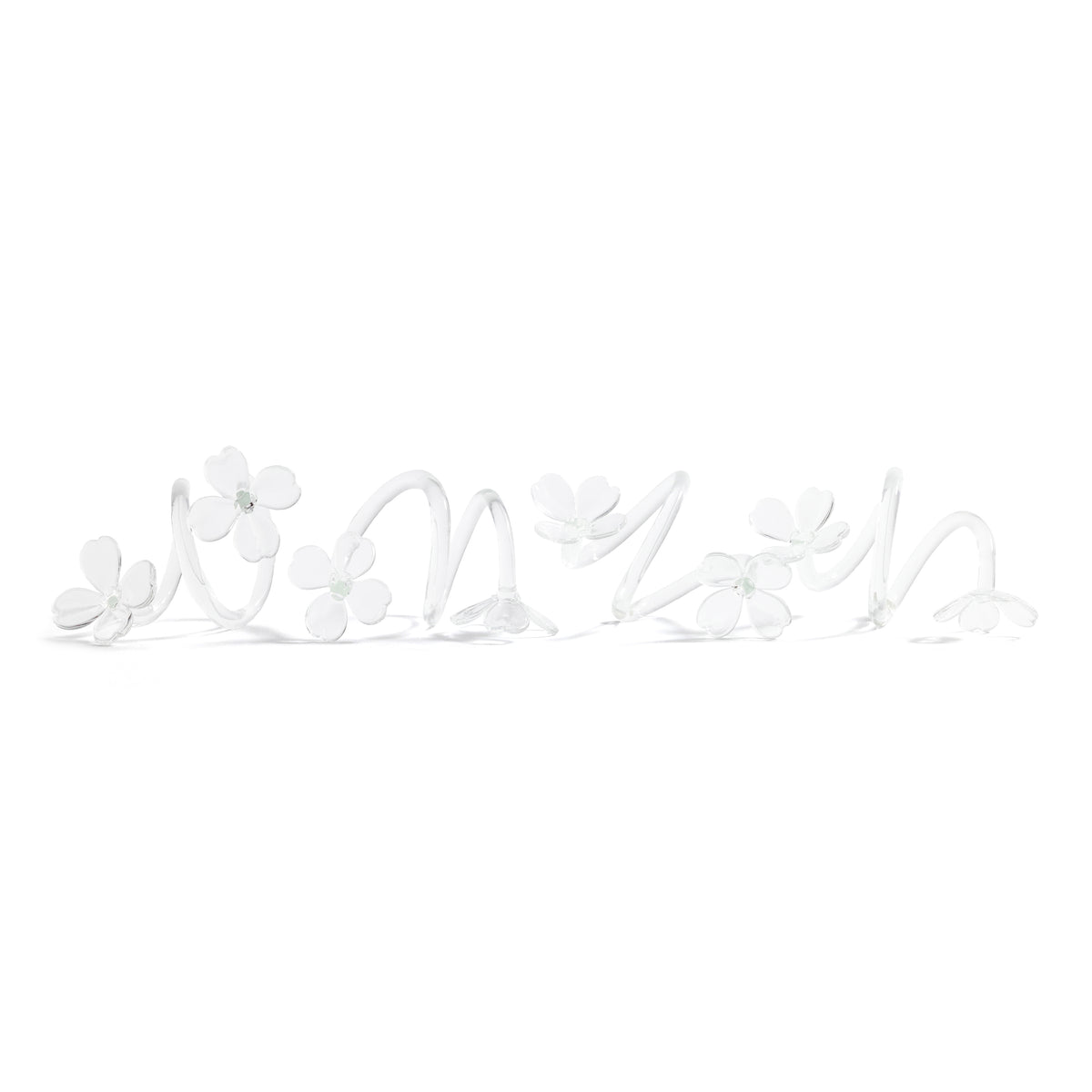 Zodax Botanica Clear Glass Flower Napkin Rings, Set of 4