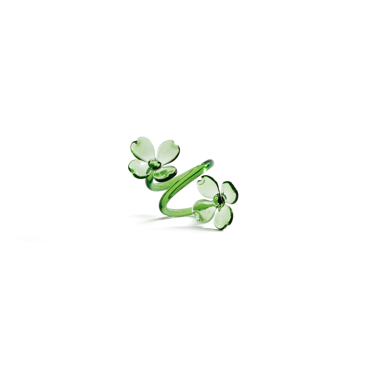 Zodax Botanica Green Glass Flower Napkin Rings, Set of 4