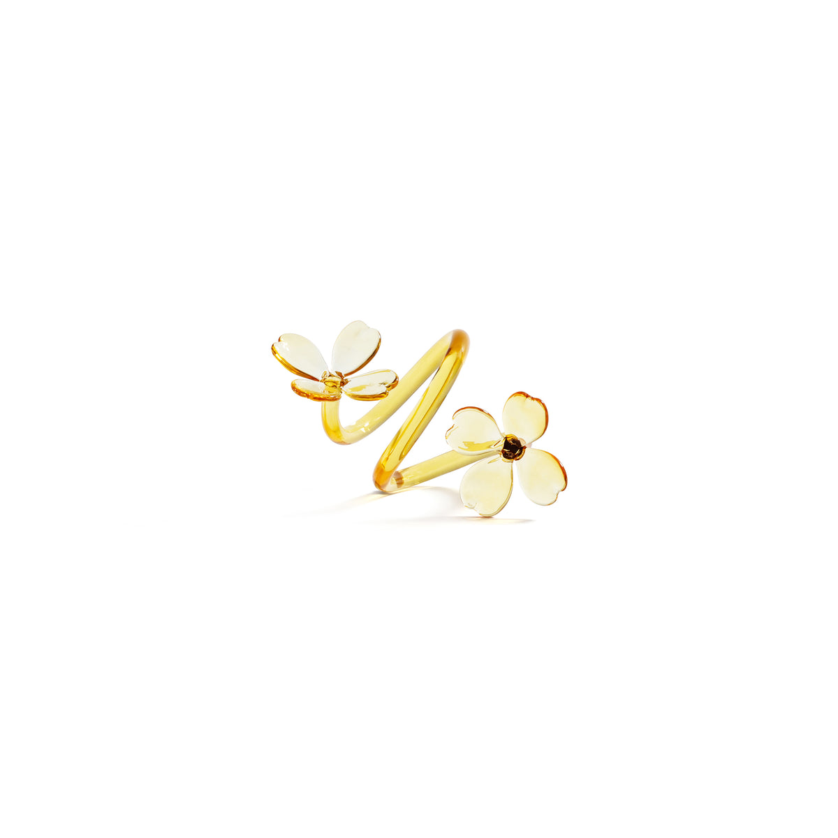 Zodax Botanica Amber Glass Flower Napkin Rings, Set of 4