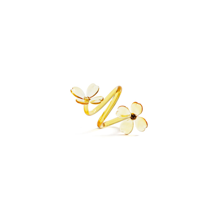 Zodax Botanica Amber Glass Flower Napkin Rings, Set of 4