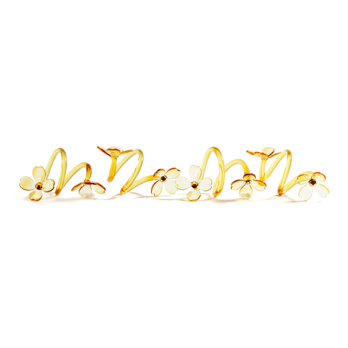 Zodax Botanica Amber Glass Flower Napkin Rings, Set of 4