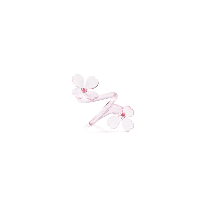 Zodax Botanica Pink Glass Flower Napkin Rings, Set of 4