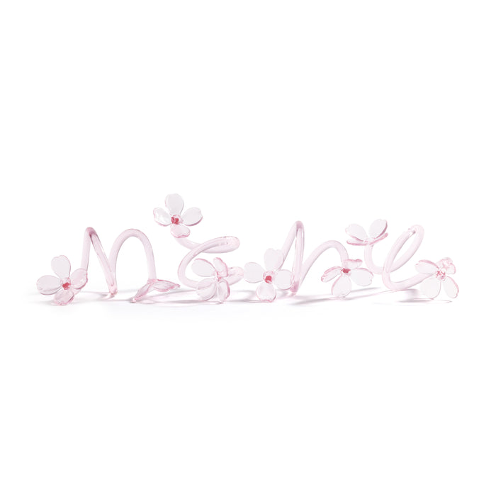 Zodax Botanica Pink Glass Flower Napkin Rings, Set of 4