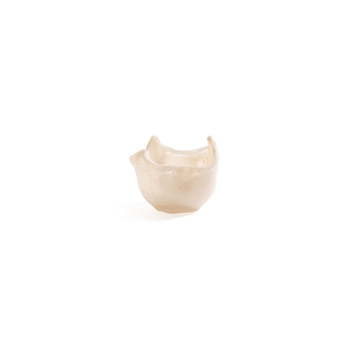 Zodax Wavy Bowl Cream Glass Tealight Candle Holders, Set of 2