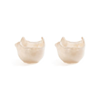 Zodax Wavy Bowl Cream Glass Tealight Candle Holders, Set of 2