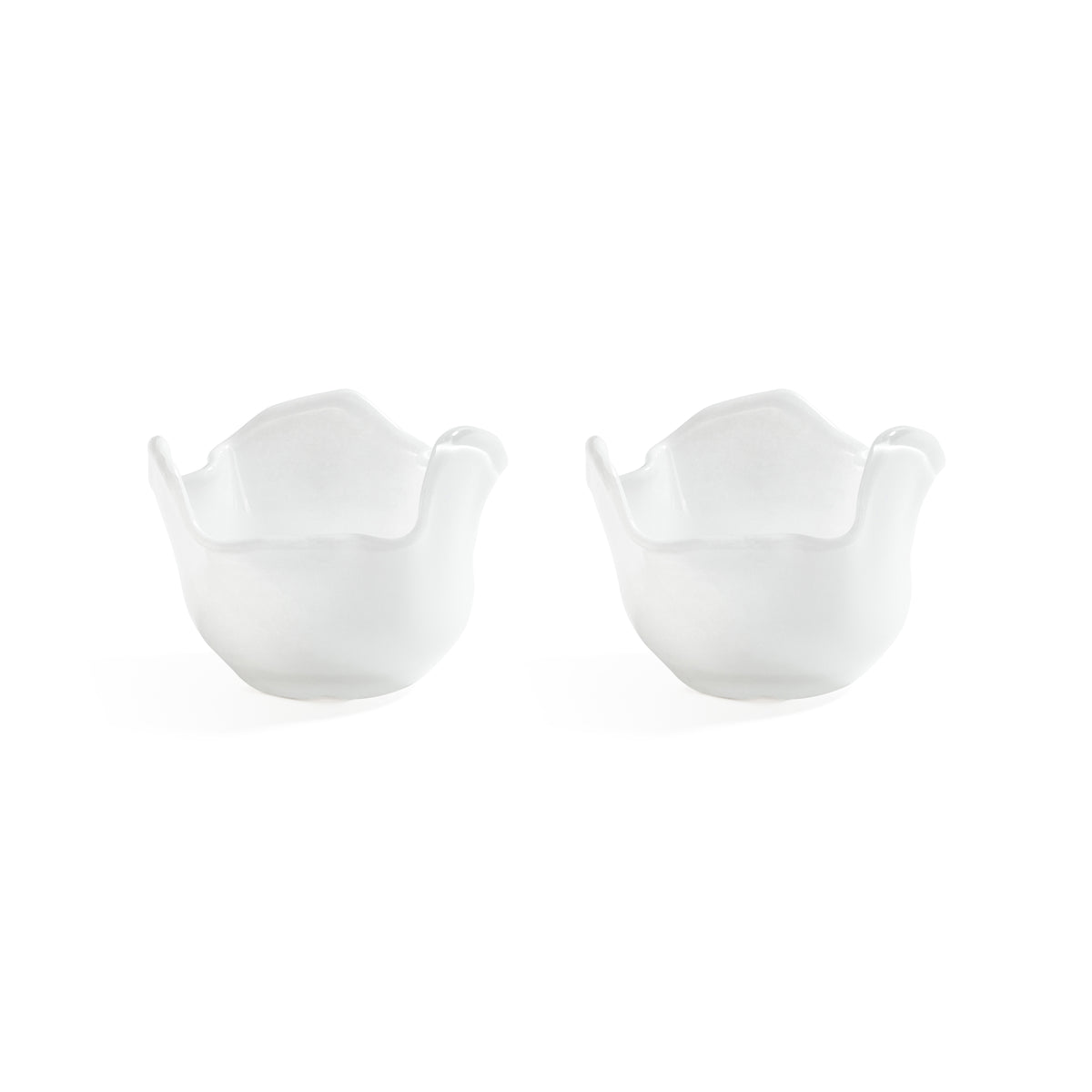 Zodax Wavy Bowl White Glass Tealight Candle Holders, Set of 2