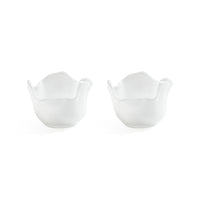 Zodax Wavy Bowl White Glass Tealight Candle Holders, Set of 2