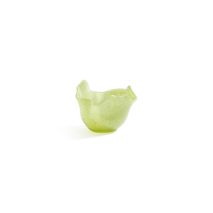 Zodax Wavy Bowl Green Glass Tealight Candle Holders, Set of 2