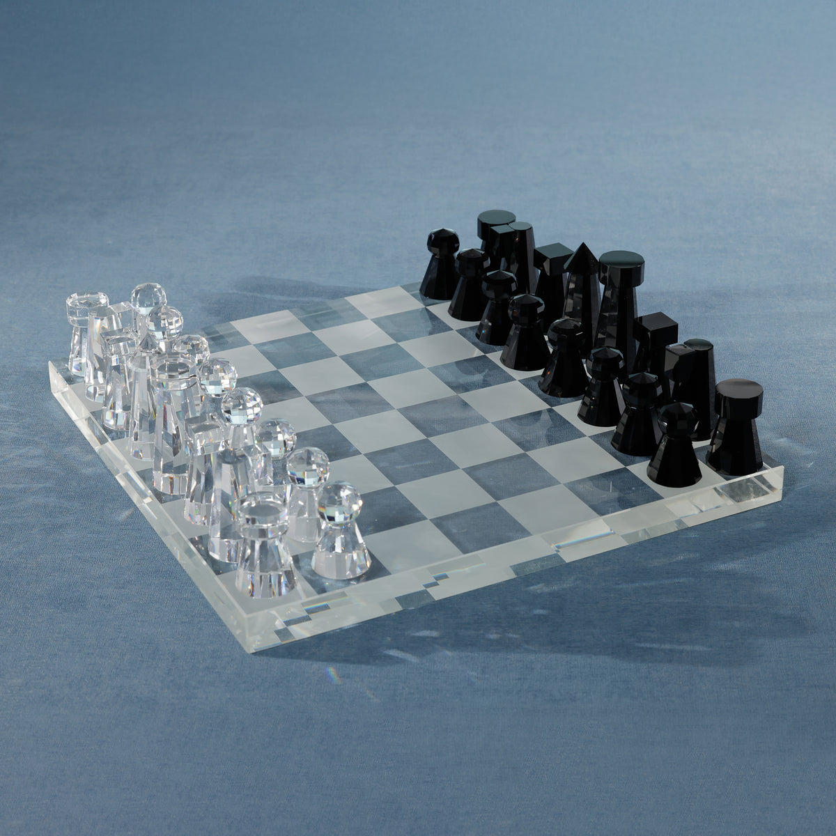 Zodax Obsidian & Ice Handmade Crystal Glass Chess Set