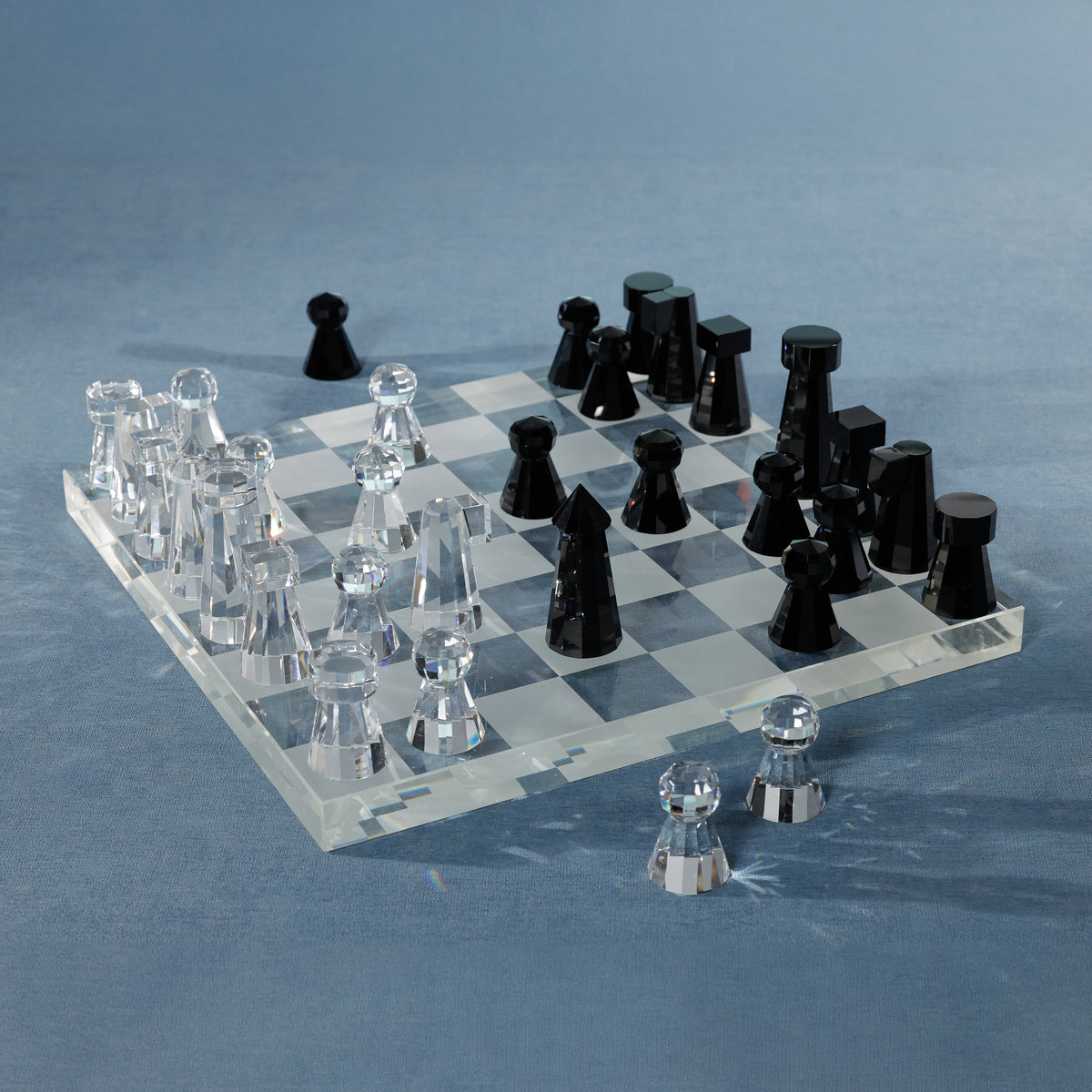 Zodax Obsidian & Ice Handmade Crystal Glass Chess Set