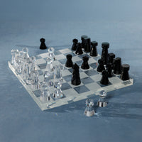 Zodax Obsidian & Ice Handmade Crystal Glass Chess Set
