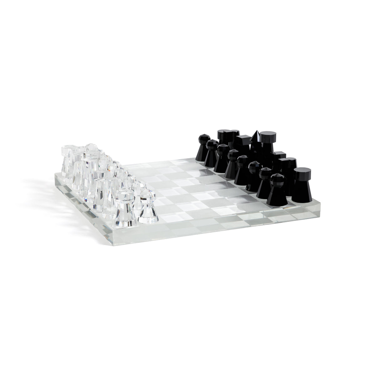Zodax Obsidian & Ice Handmade Crystal Glass Chess Set