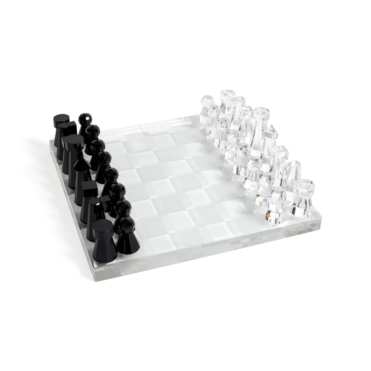 Zodax Obsidian & Ice Handmade Crystal Glass Chess Set