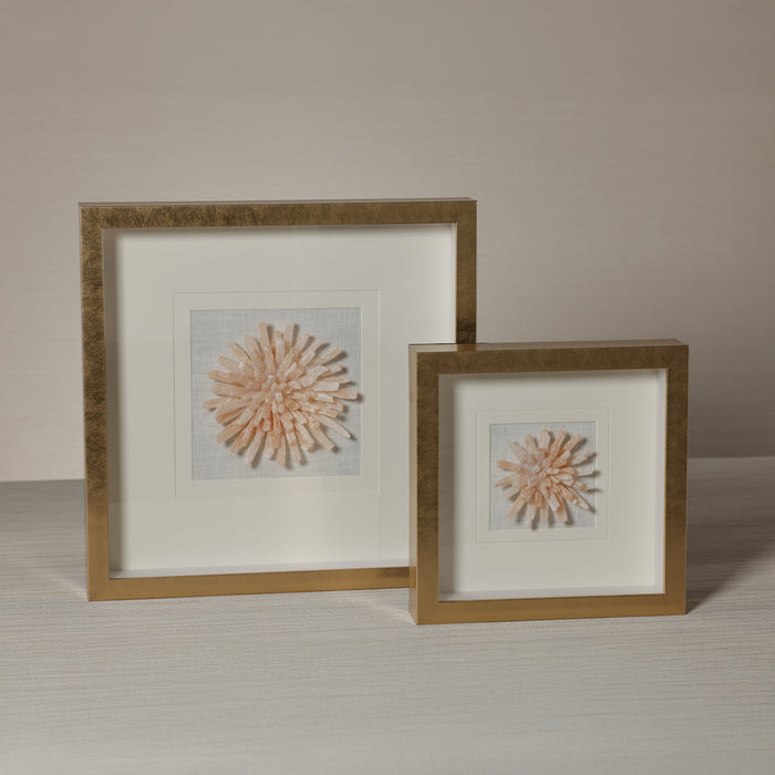 Zodax Golden Framed Selenite Stone Wall Décor, 12" x 12" x 2.5"