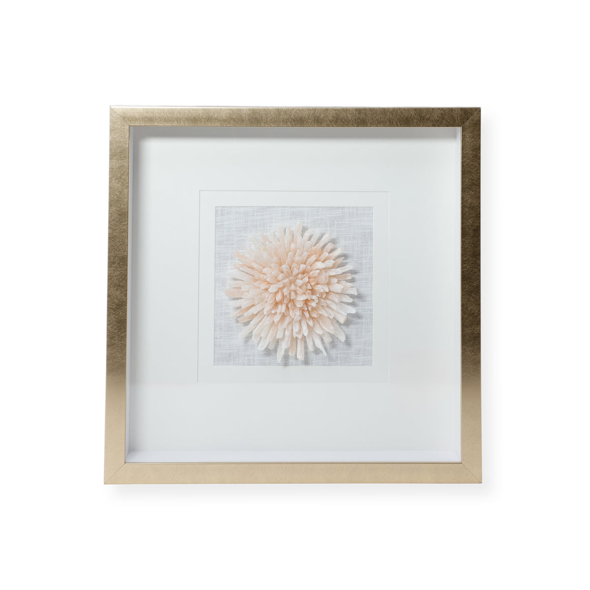 Zodax Golden Framed Selenite Stone Wall Décor, 18" x 18"
