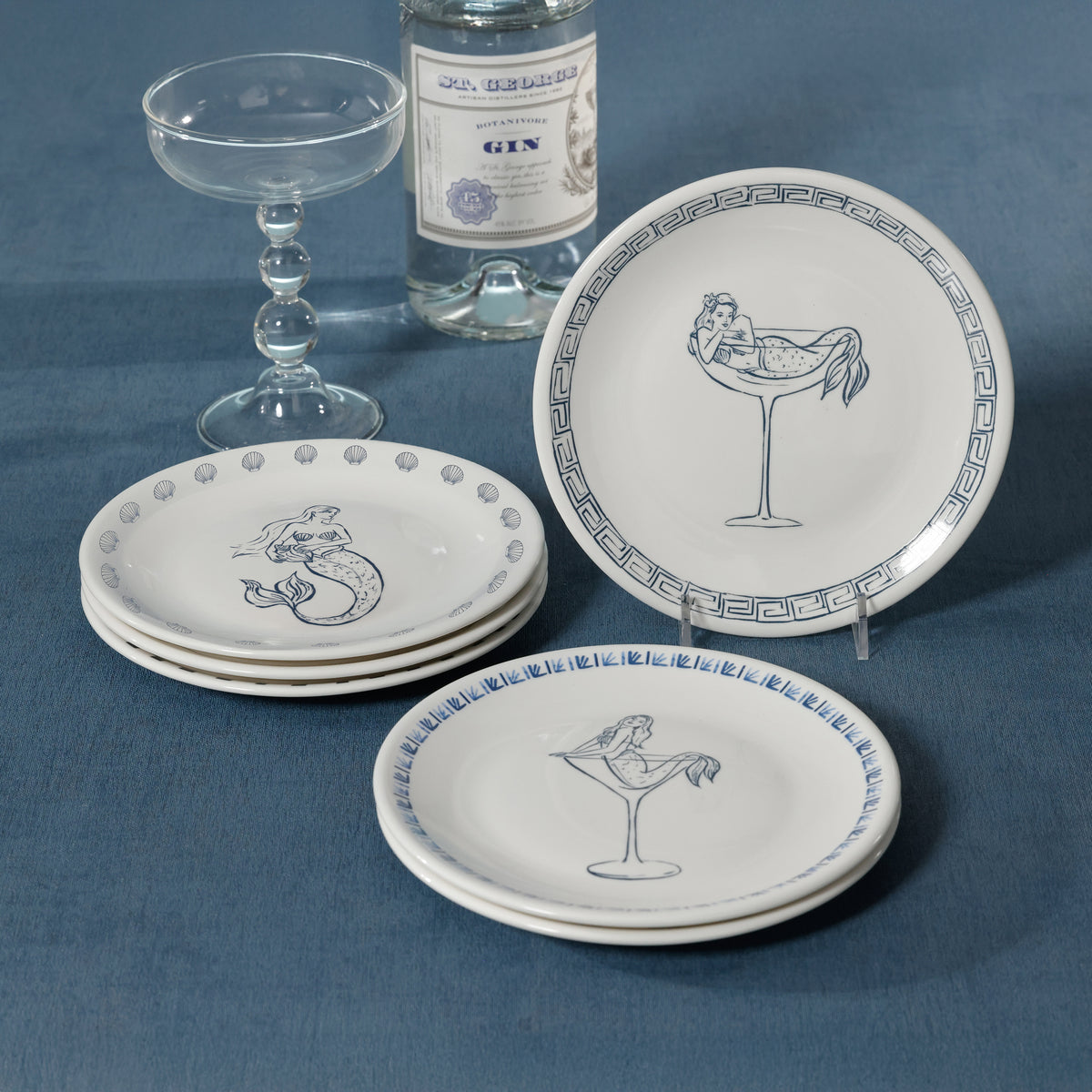 Zodax The Salty Bar Appetizer Plates, Set of 6 - Mermaid