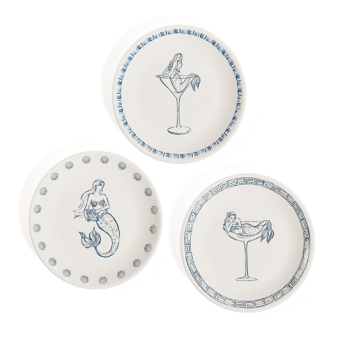 Zodax The Salty Bar Appetizer Plates, Set of 6 - Mermaid